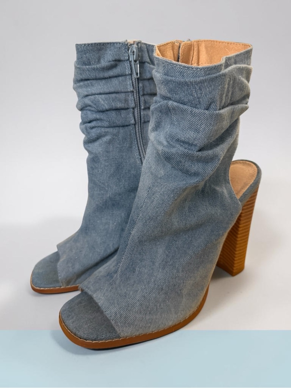 Denim Peep Toe Heels